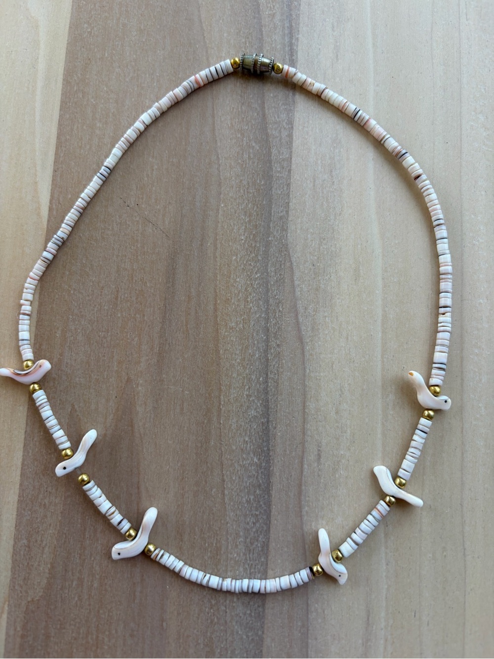 Vintage Zuni carved shell heishi necklace